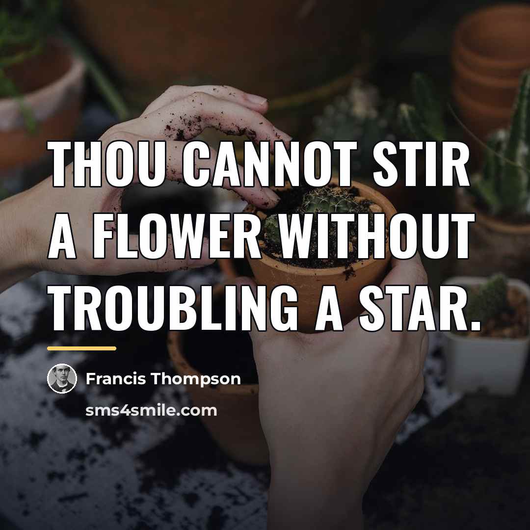 “Thou cannot stir a flower Without troubling a star.…” quote by Francis Thompson