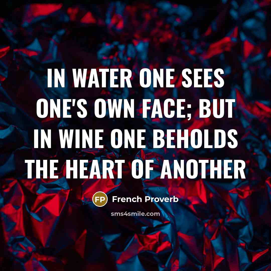“In water one sees one's own face; But in wine…” quote by French Proverb