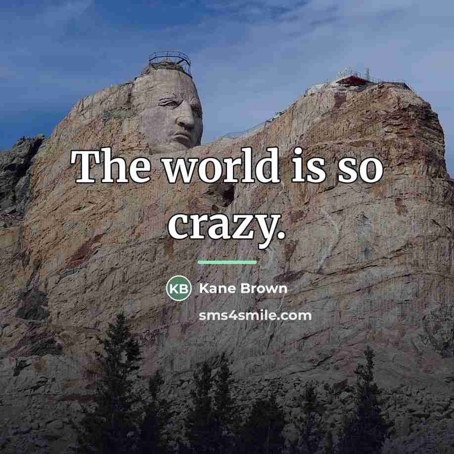 “The world is so crazy.…” quote by Kane Brown