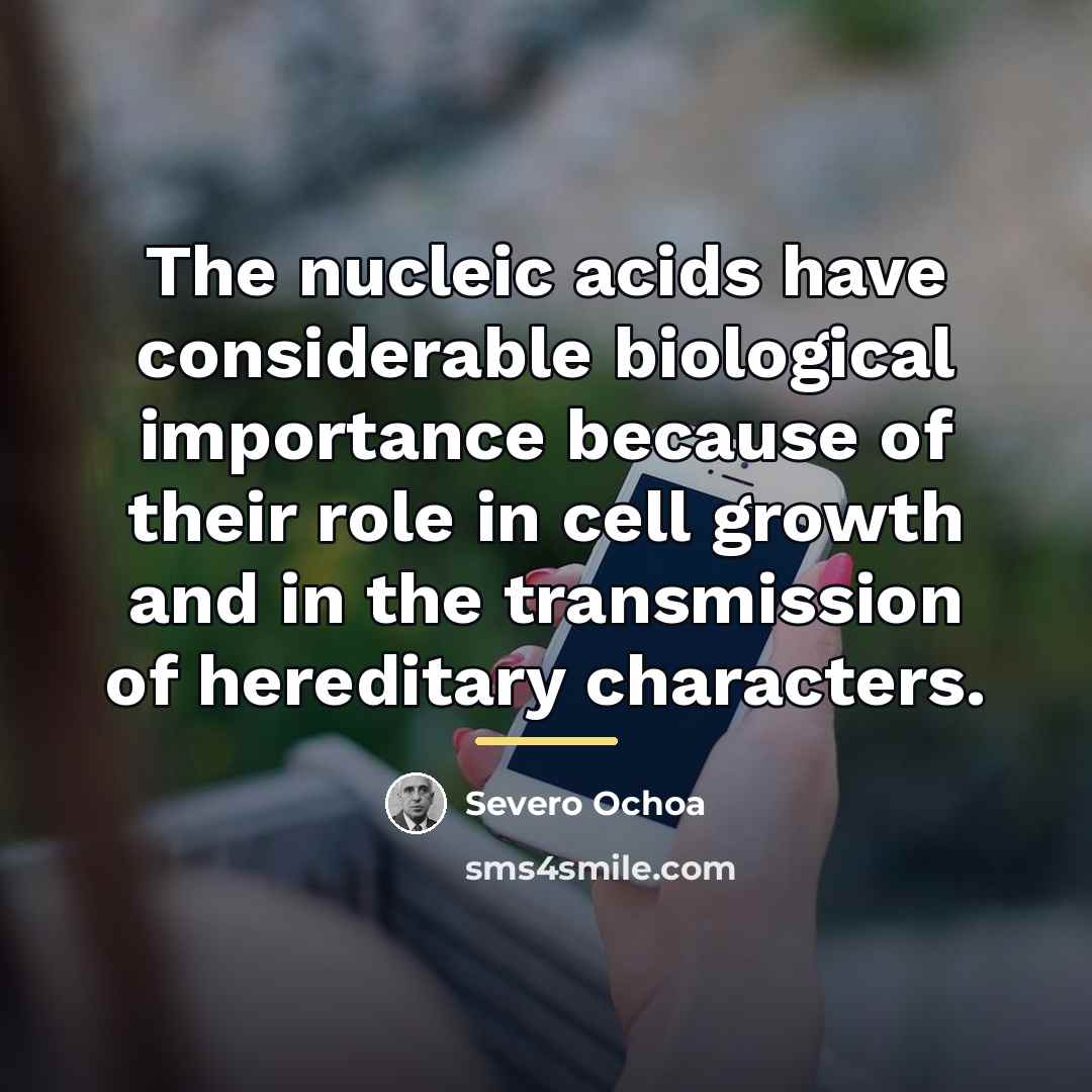 “The nucleic acids have considerable biological importance because of their…” quote by Severo Ochoa