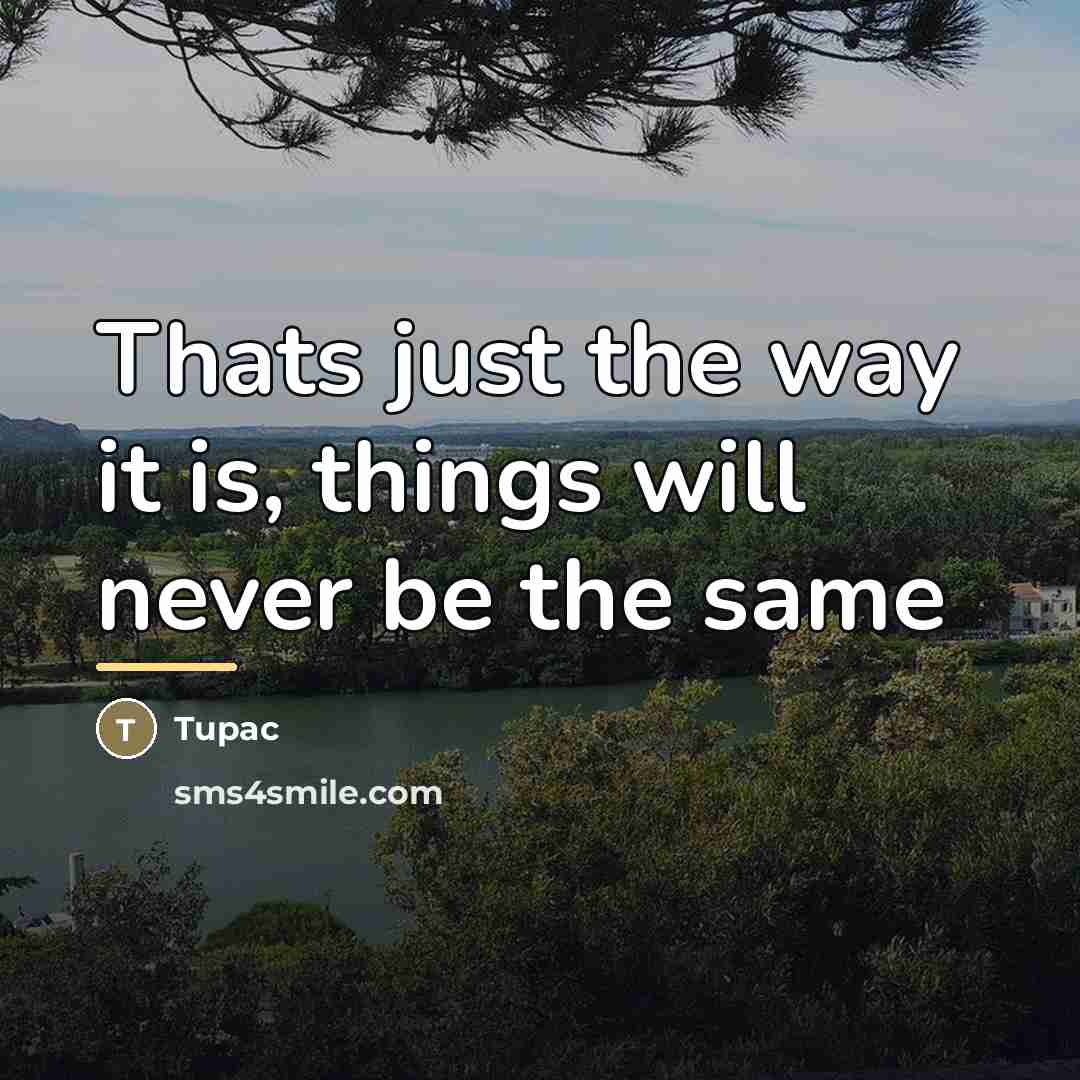 “Thats just the way it is, things will never be…” quote by TUPAC