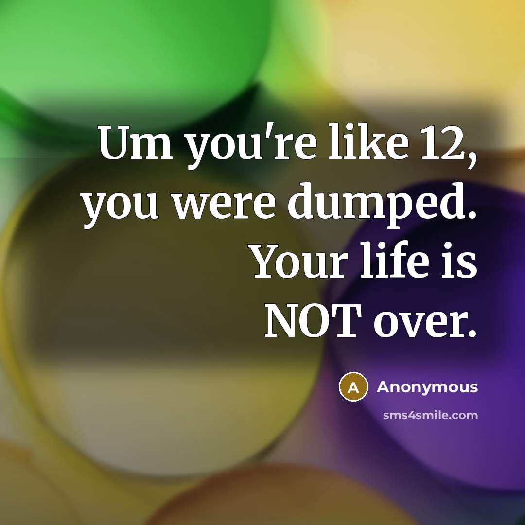 “Um you're like 12, you were dumped. Your life is…” quote by Anonymous