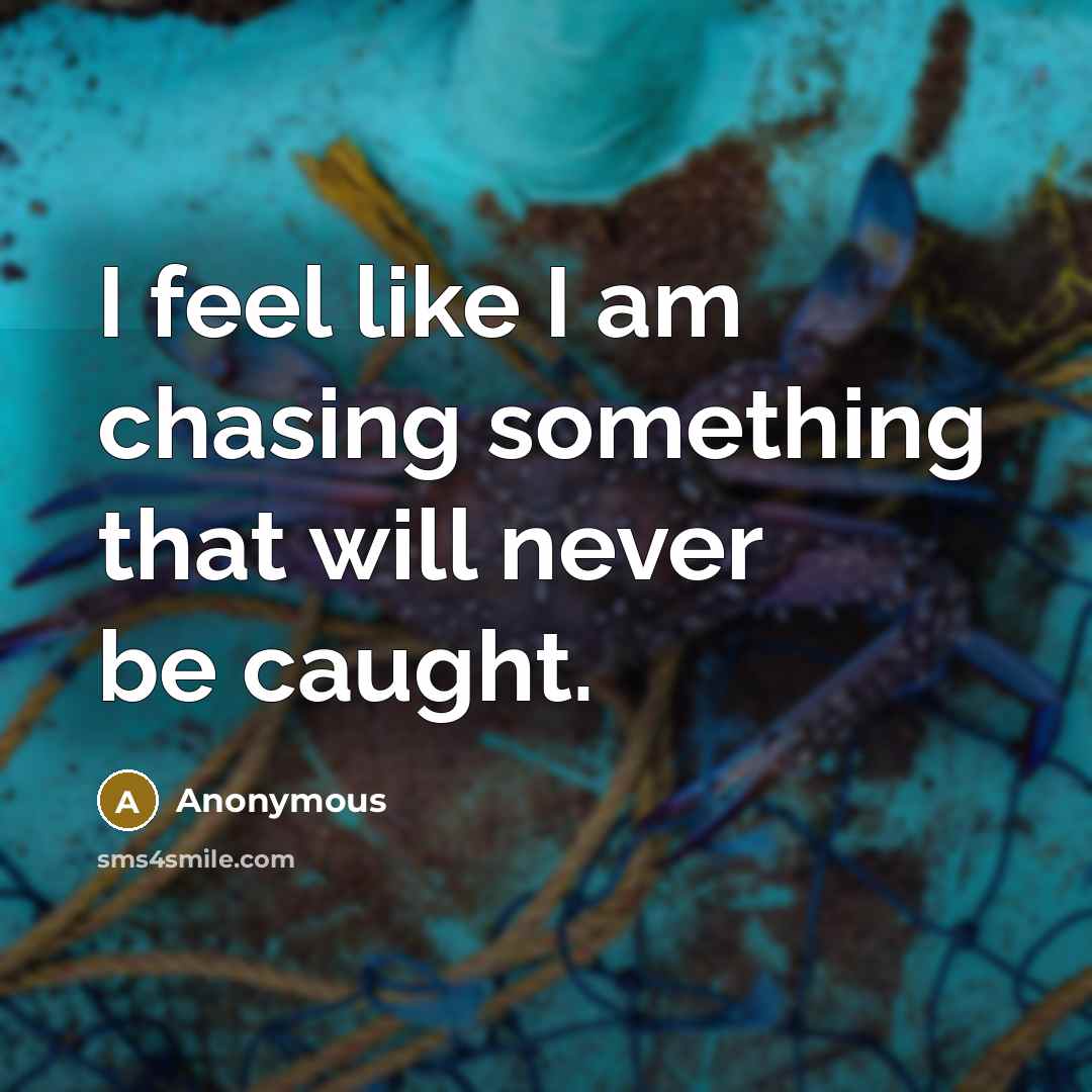 “I feel like I am chasing something that will never be caught.” quote by Anonymous