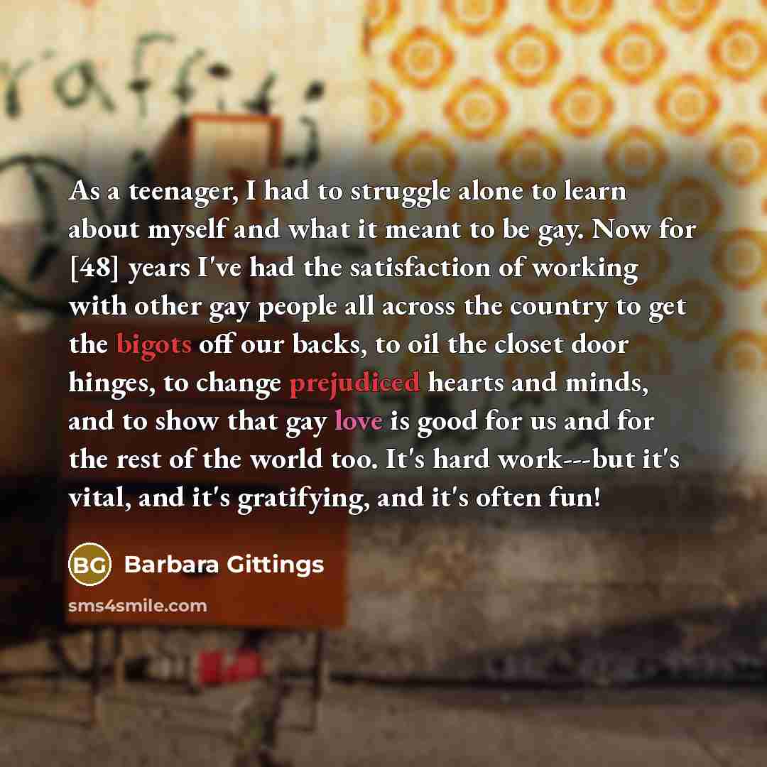 “As a teenager, I had to struggle alone to learn…” quote by Barbara Gittings
