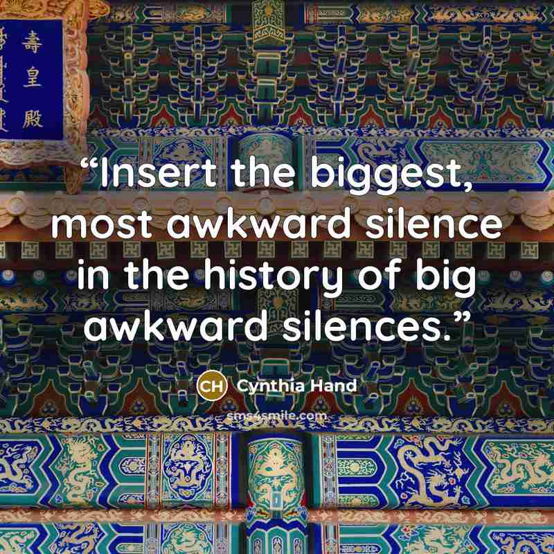 “Insert the biggest, most awkward silence in the history of big awkward silences.” quote by Cynthia Hand