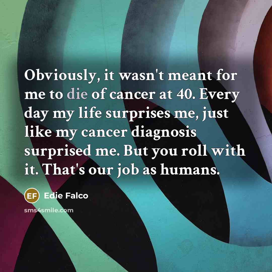 “Obviously, it wasn't meant for me to die of cancer…” quote by Edie Falco