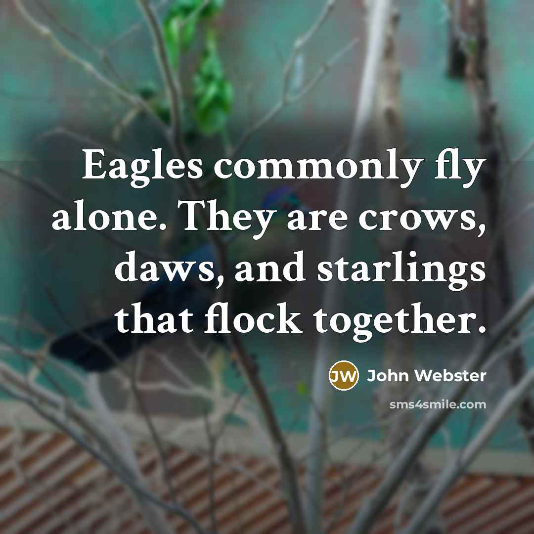 “Eagles commonly fly alone. They are crows, daws, and starlings that flock together.” quote by John Webster