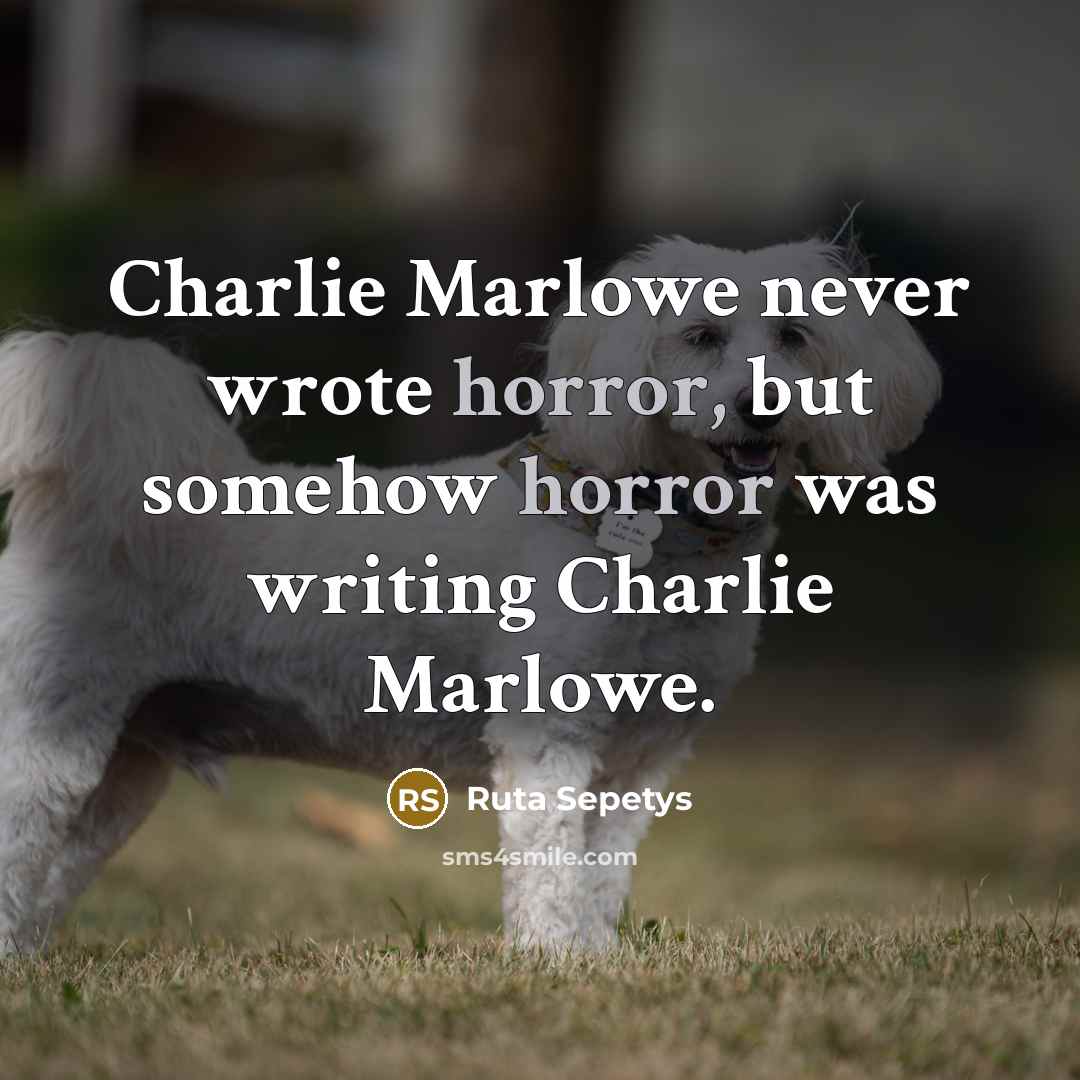 “Charlie Marlowe never wrote horror, but somehow horror was writing…” quote by Ruta Sepetys