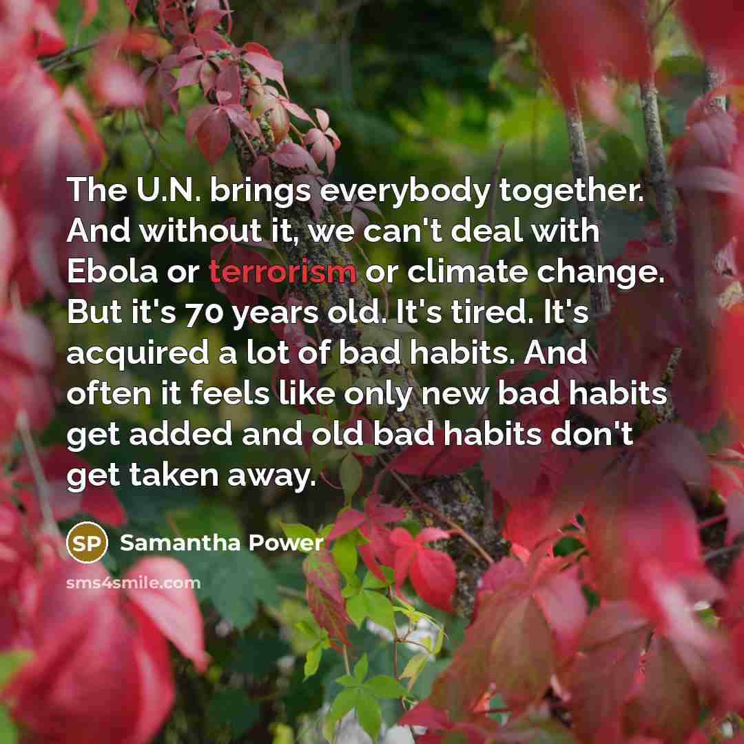 “The U.N. brings everybody together. And without it, we can't…” quote by Samantha Power