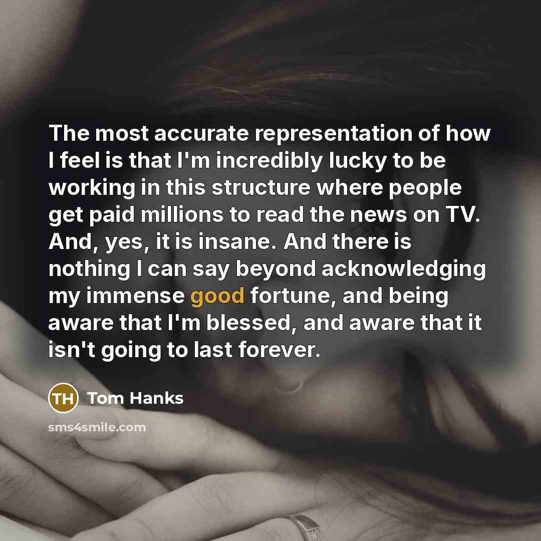 “The most accurate representation of how I feel is that…” quote by Tom Hanks
