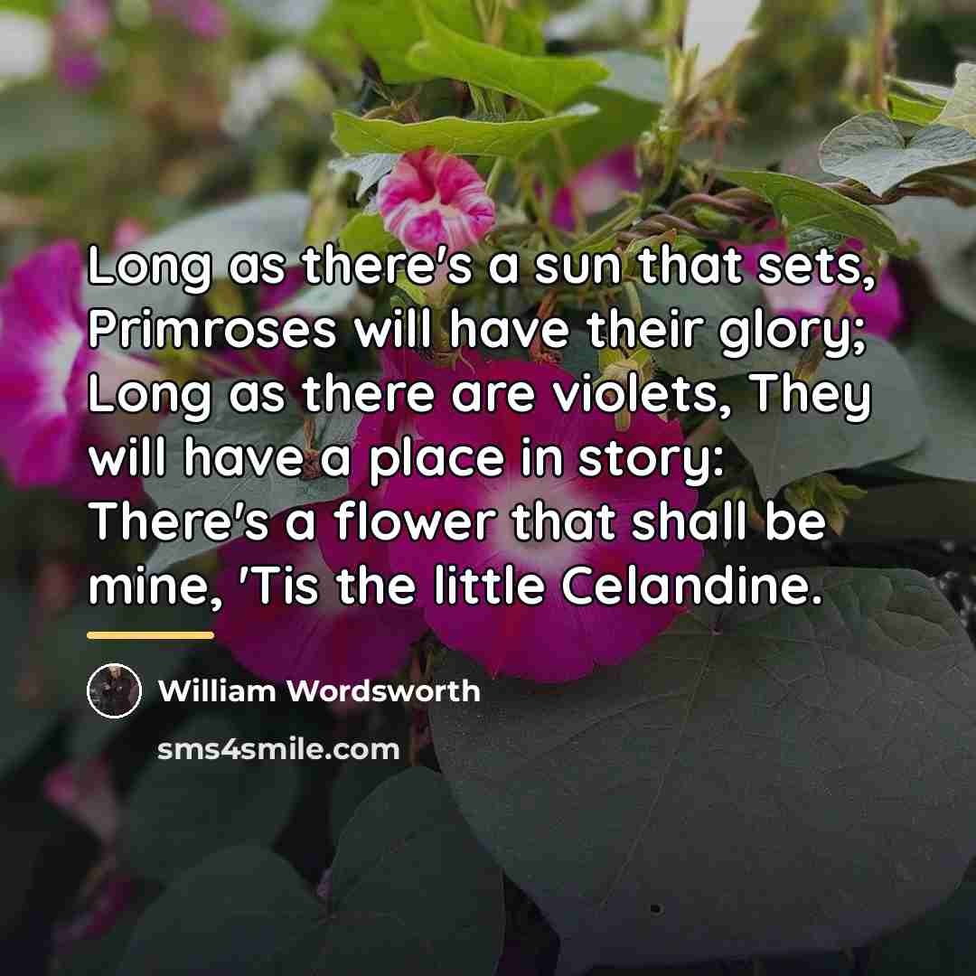 “Long as there's a sun that sets, Primroses will have…” quote by William Wordsworth
