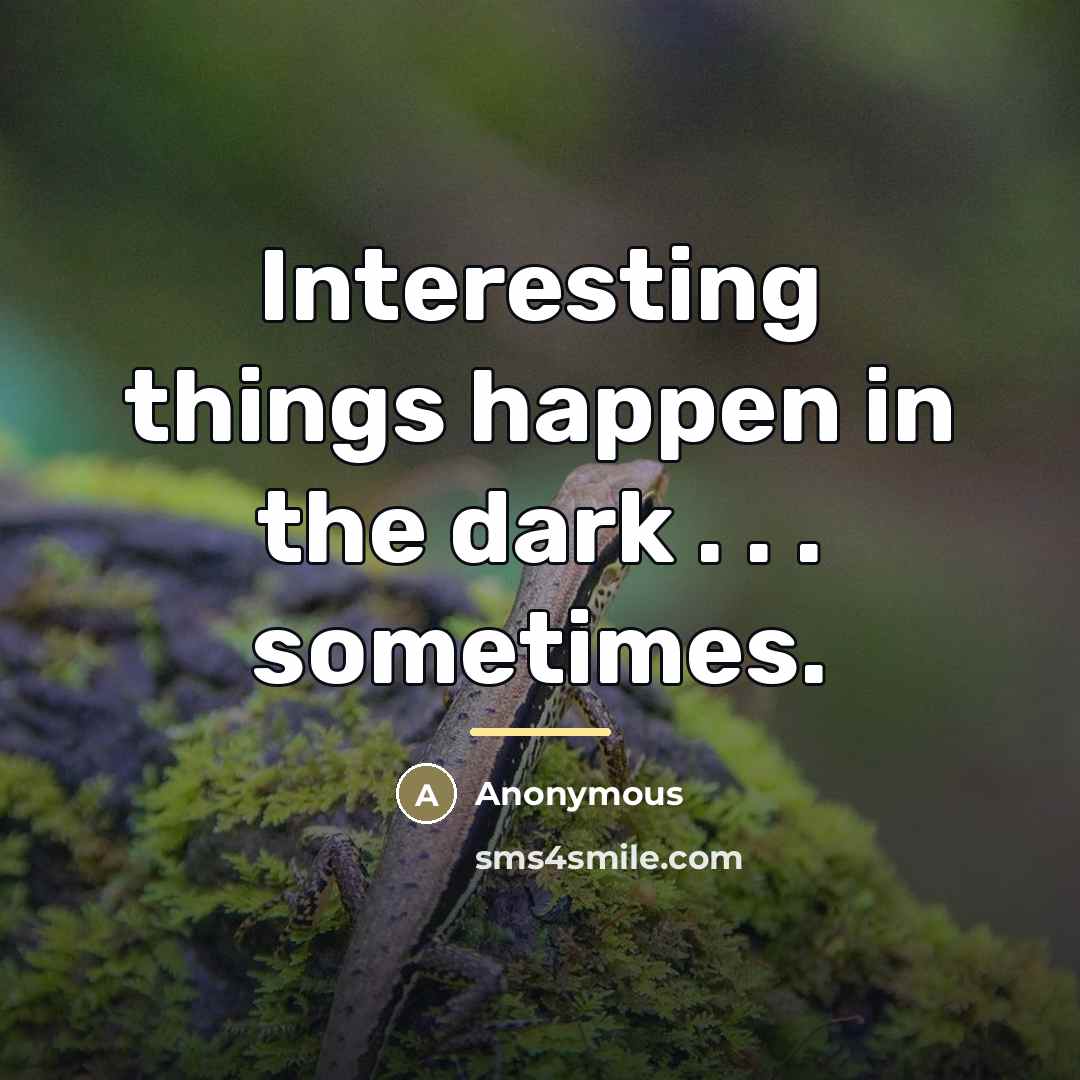 “Interesting things happen in the dark . . . sometimes.…” quote by Anonymous