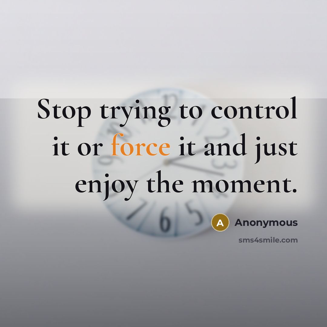 “Stop trying to control it or force it and just enjoy the moment.” quote by Anonymous