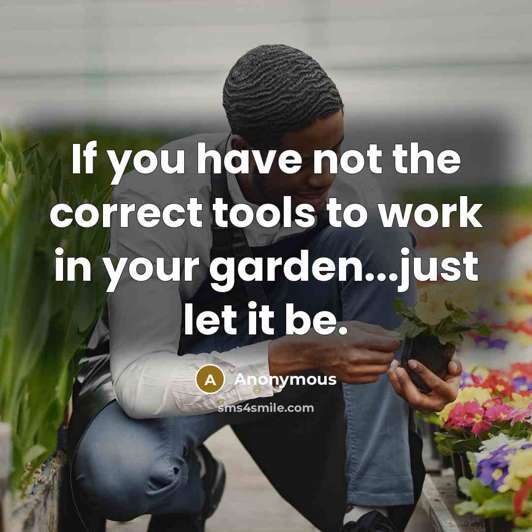 “If you have not the correct tools to work in your garden...just let it be.” quote by Anonymous