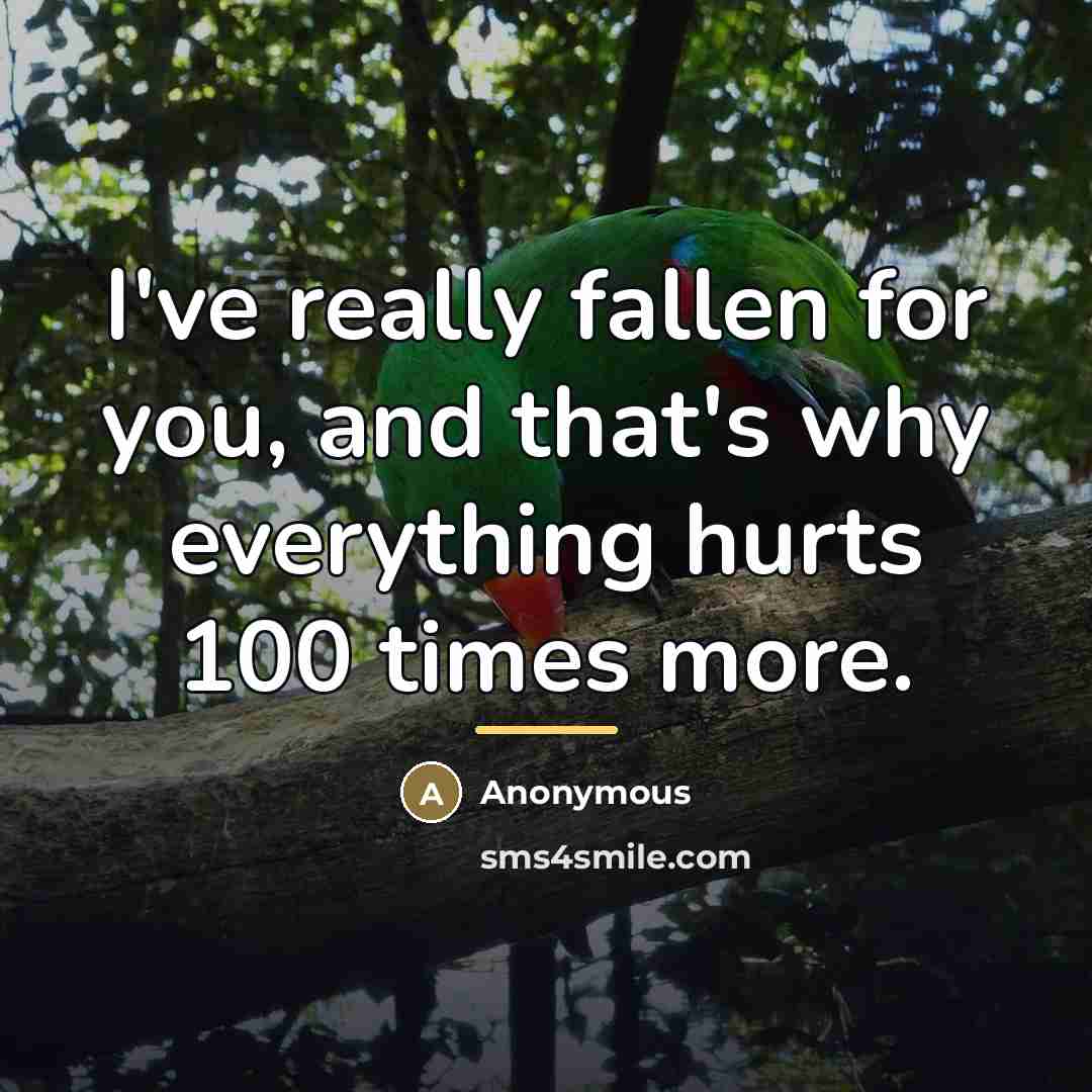 “I've really fallen for you, and that's why everything hurts…” quote by Anonymous