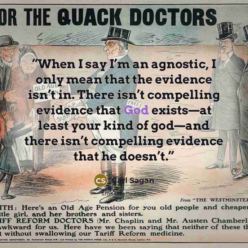 “When I say I’m an agnostic, I only mean that the evidence isn’t in. There isn’t compelling evidence that God exists—at least your kind of god—and there isn’t compelling evidence that he doesn’t.” quote by Carl Sagan