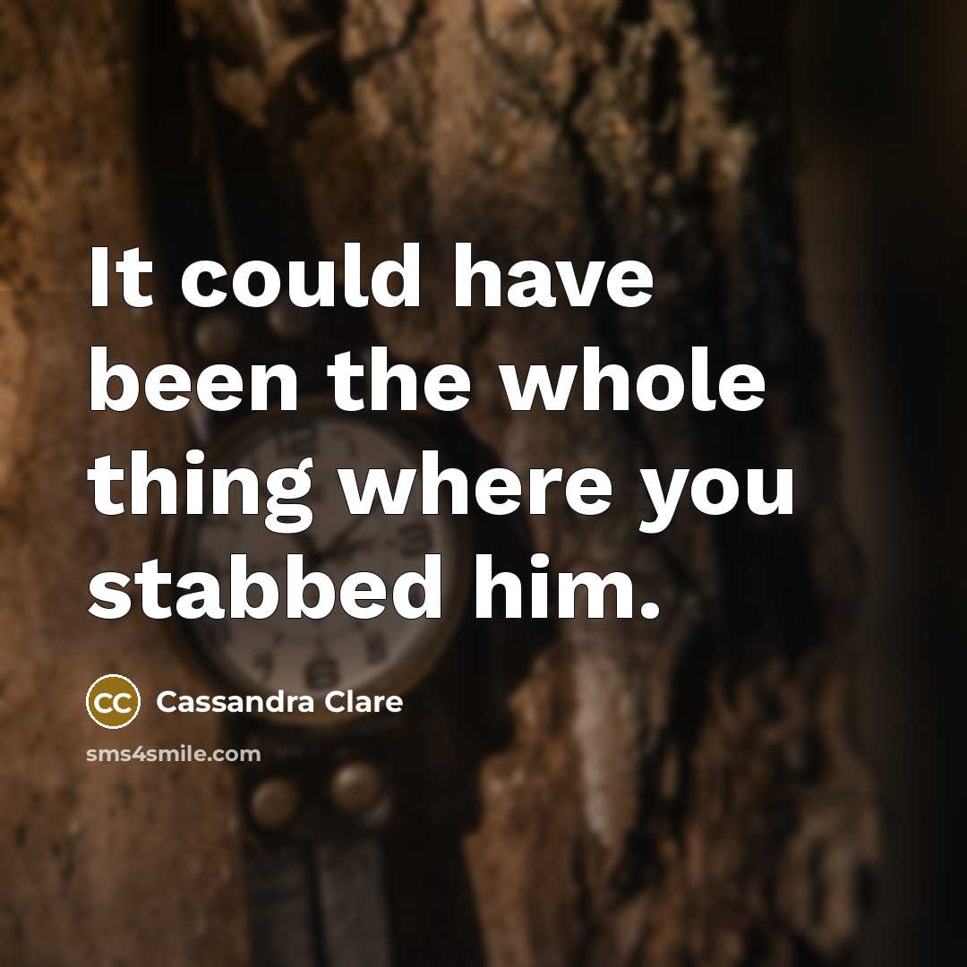 “It could have been the whole thing where you stabbed…” quote by Cassandra Clare