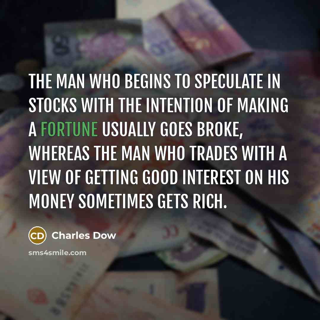 “The man who begins to speculate in stocks with the…” quote by Charles Dow
