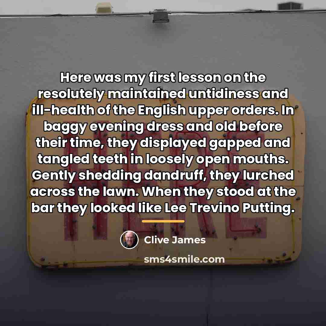 “Here was my first lesson on the resolutely maintained untidiness…” quote by Clive James
