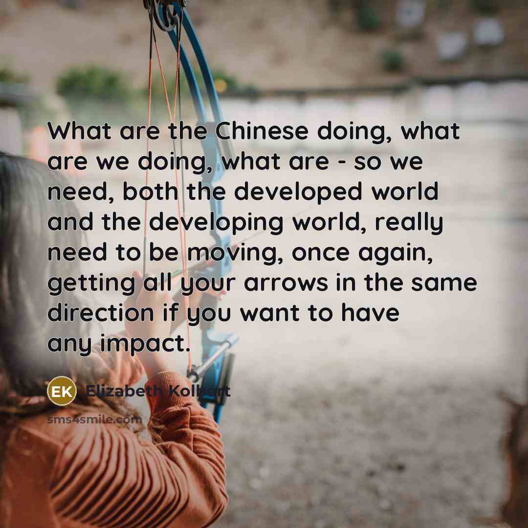 “What are the Chinese doing, what are we doing, what…” quote by Elizabeth Kolbert