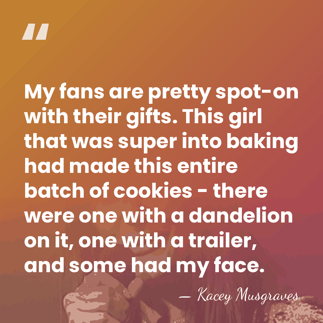 My fans are pretty spot-on with their gifts. This girl that was&hellip; - Kacey Musgraves