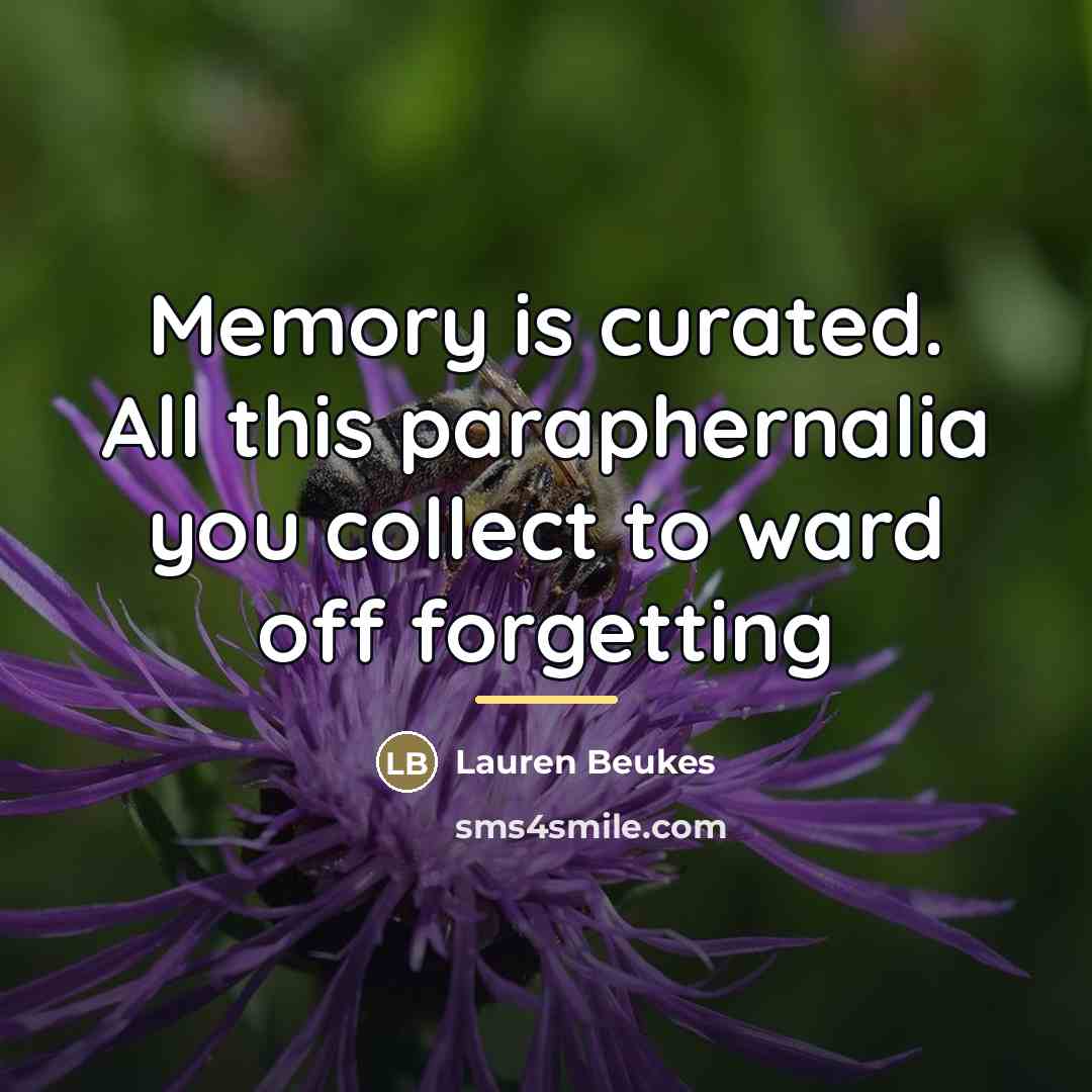 “Memory is curated. All this paraphernalia you collect to ward…” quote by Lauren Beukes