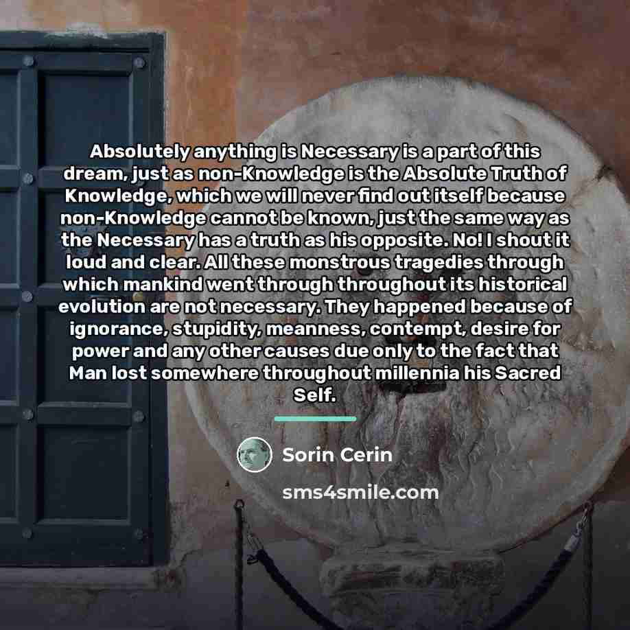 “Absolutely anything is Necessary is a part of this dream,…” quote by Sorin Cerin