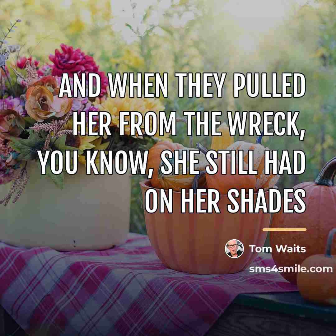 “and when they pulled her from the wreck, you know,…” quote by Tom Waits