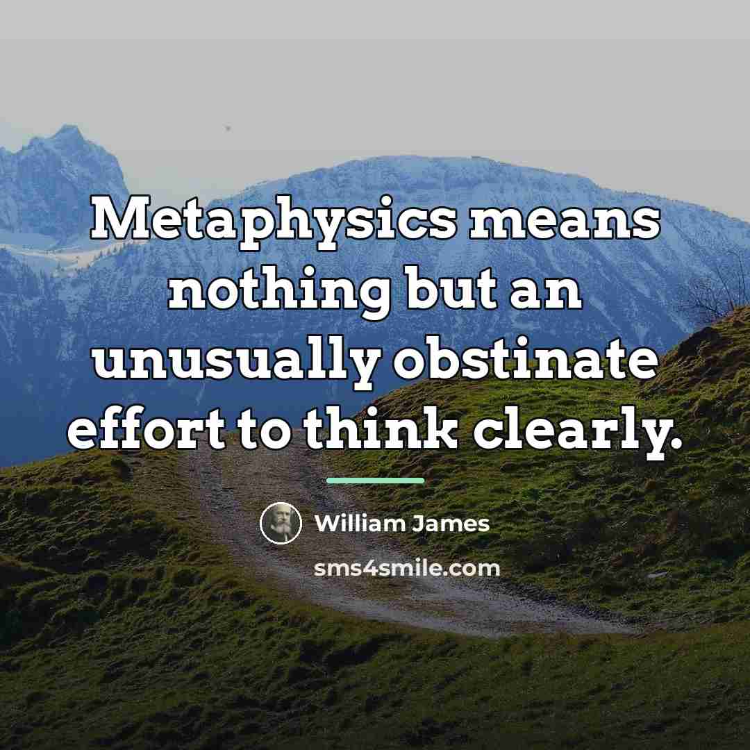 “Metaphysics means nothing but an unusually obstinate effort to think…” quote by William James
