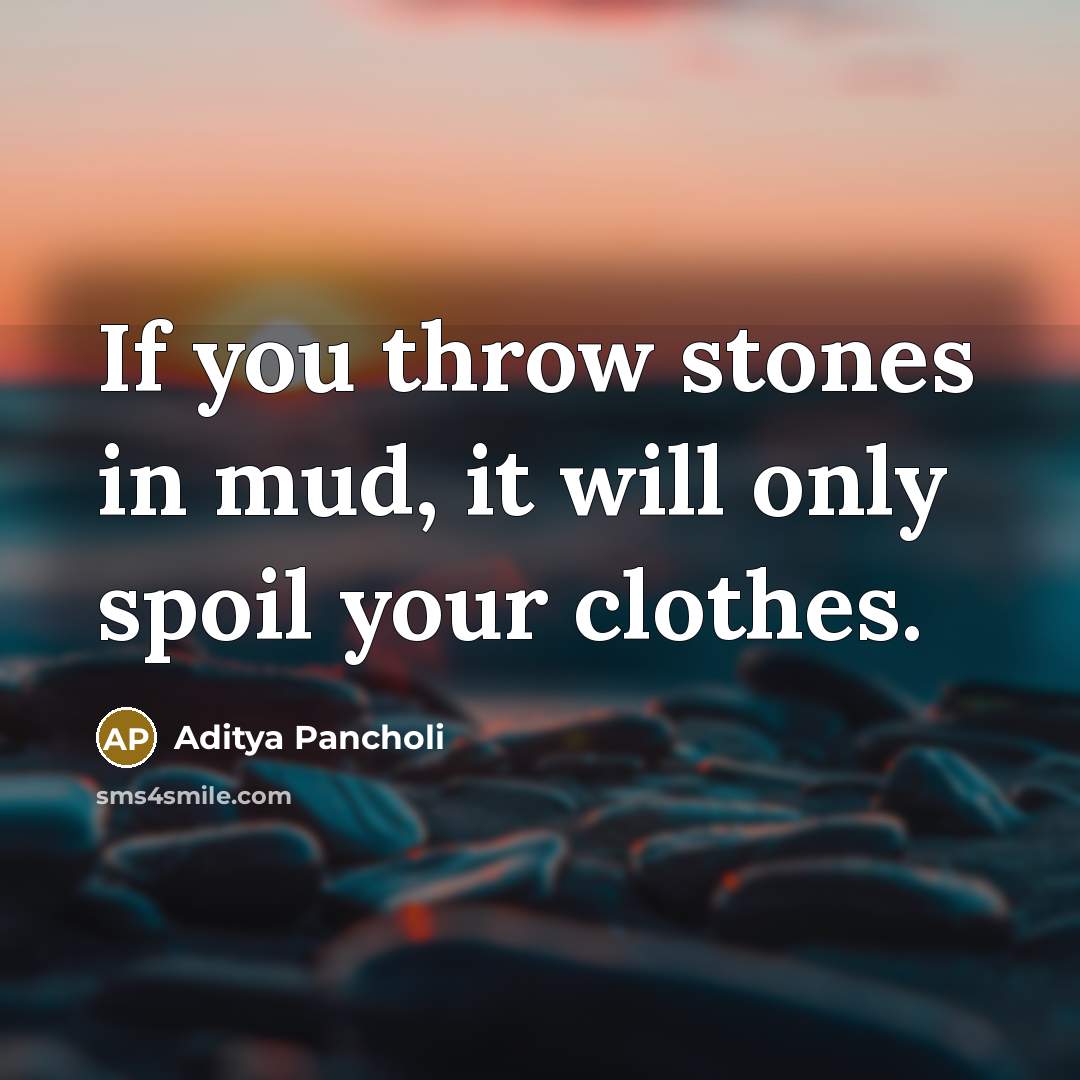 “If you throw stones in mud, it will only spoil…” quote by Aditya Pancholi