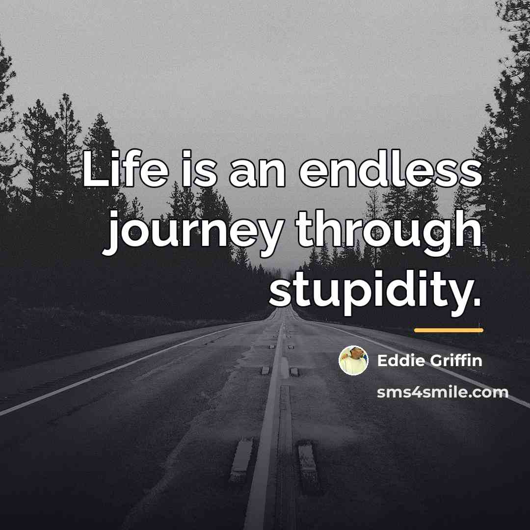 “Life is an endless journey through stupidity.…” quote by Eddie Griffin