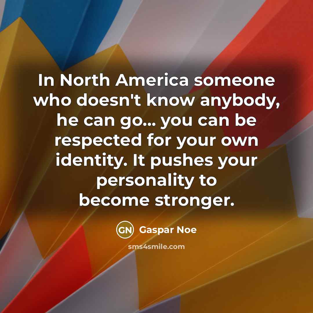 “In North America someone who doesn't know anybody, he can…” quote by Gaspar Noe