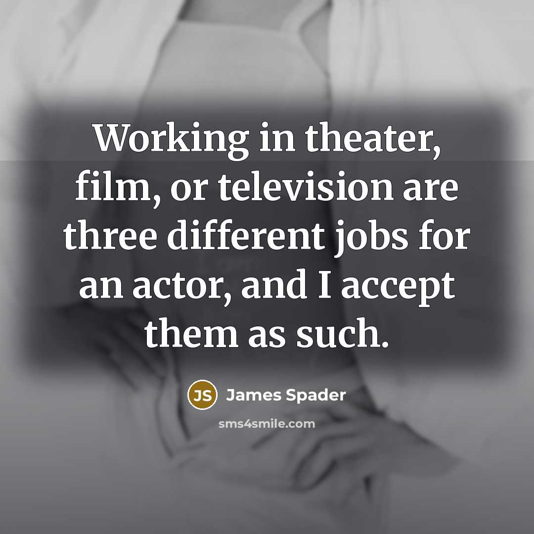 “Working in theater, film, or television are three different jobs…” quote by James Spader
