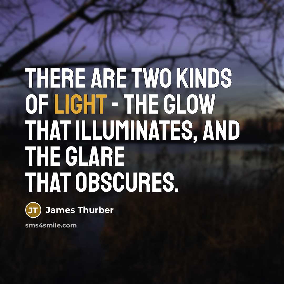 “There are two kinds of light - the glow that…” quote by James Thurber