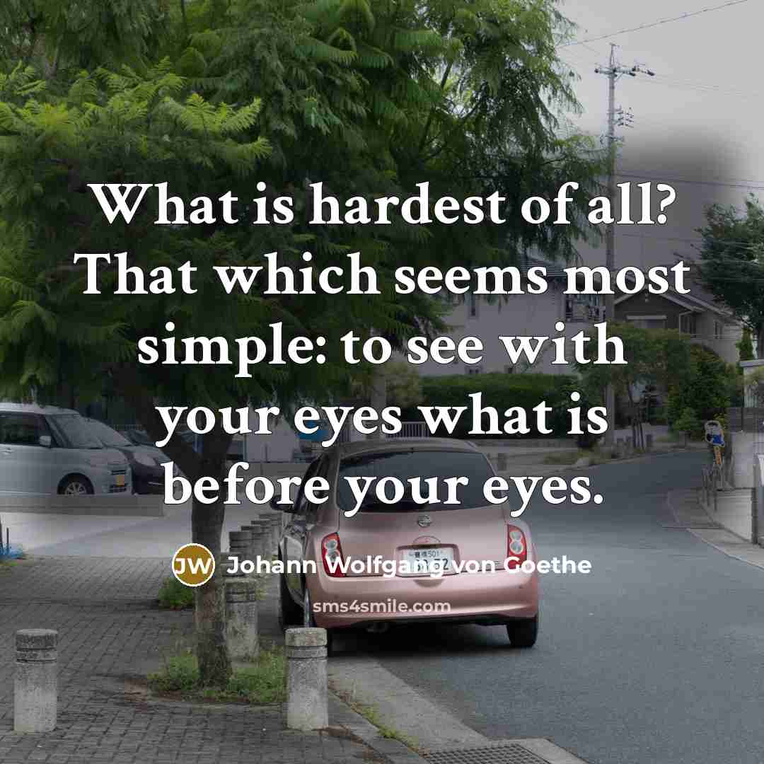 “What is hardest of all? That which seems most simple:…” quote by Johann Wolfgang von Goethe