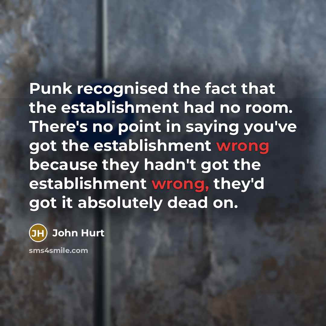“Punk recognised the fact that the establishment had no room.…” quote by John Hurt