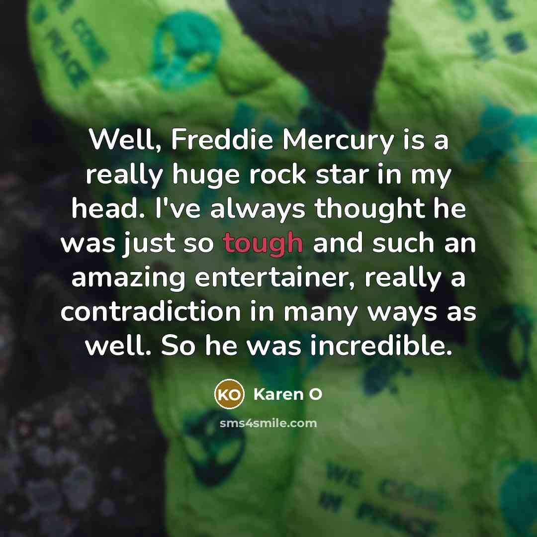 “Well, Freddie Mercury is a really huge rock star in…” quote by Karen O