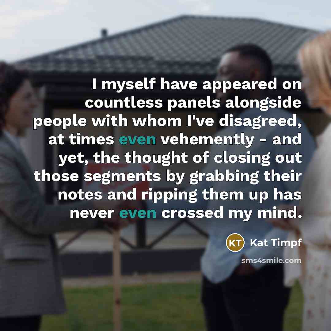 “I myself have appeared on countless panels alongside people with…” quote by Kat Timpf