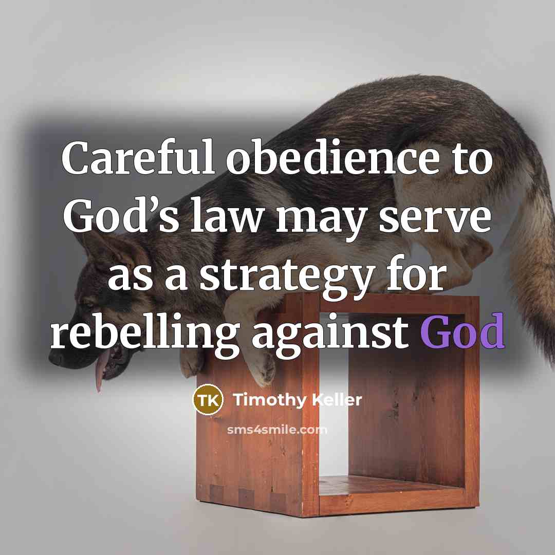 “Careful obedience to God’s law may serve as a strategy…” quote by Timothy Keller