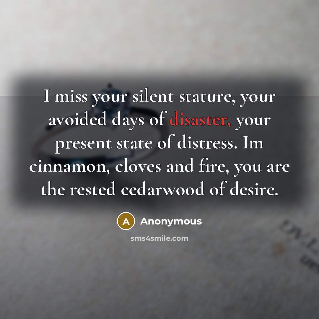 “I miss your silent stature, your avoided days of disaster,…” quote by Anonymous