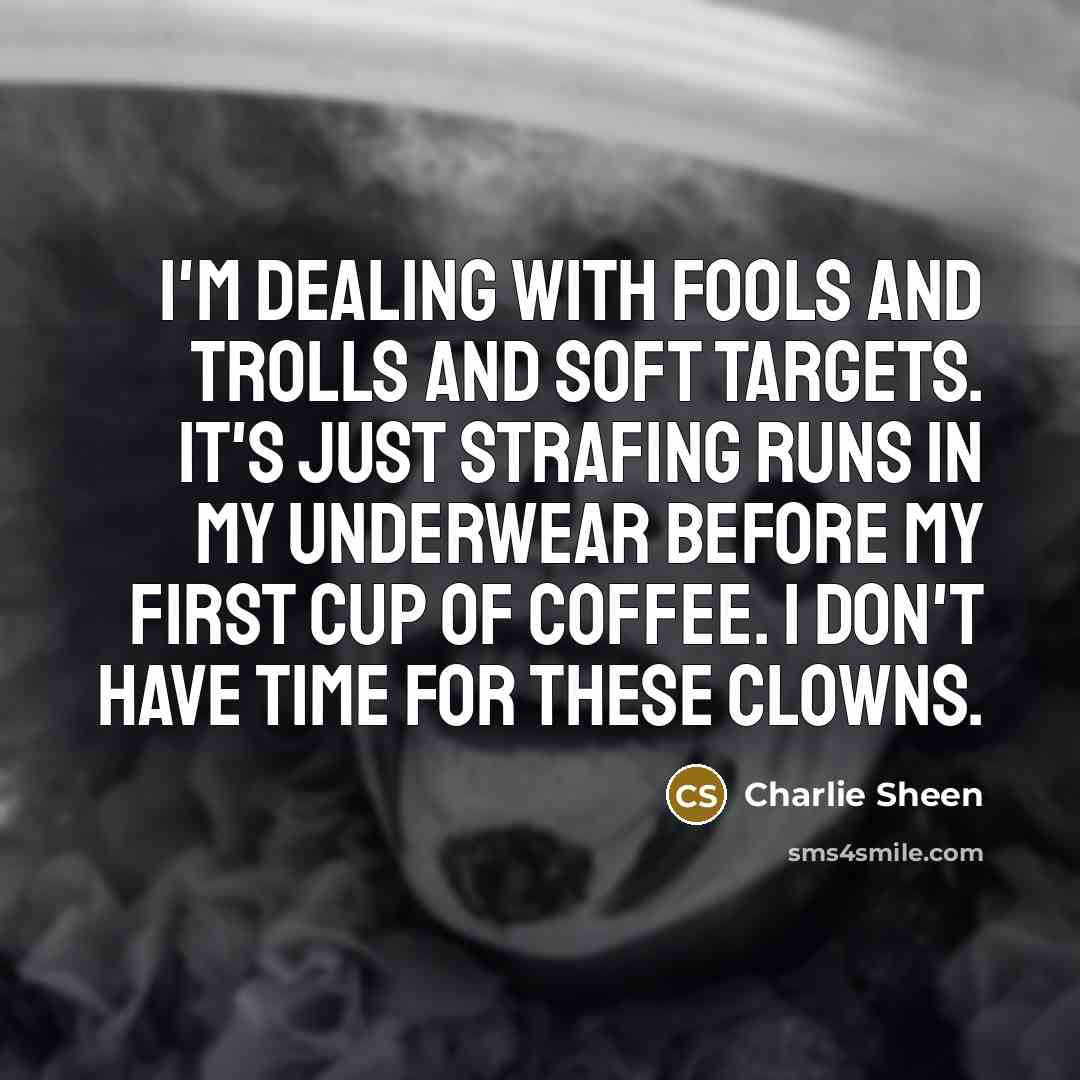 “I'm dealing with fools and trolls and soft targets. It's…” quote by Charlie Sheen