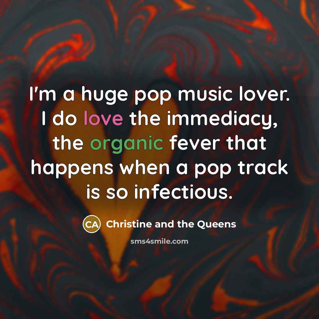 “I'm a huge pop music lover. I do love the…” quote by Christine and the Queens