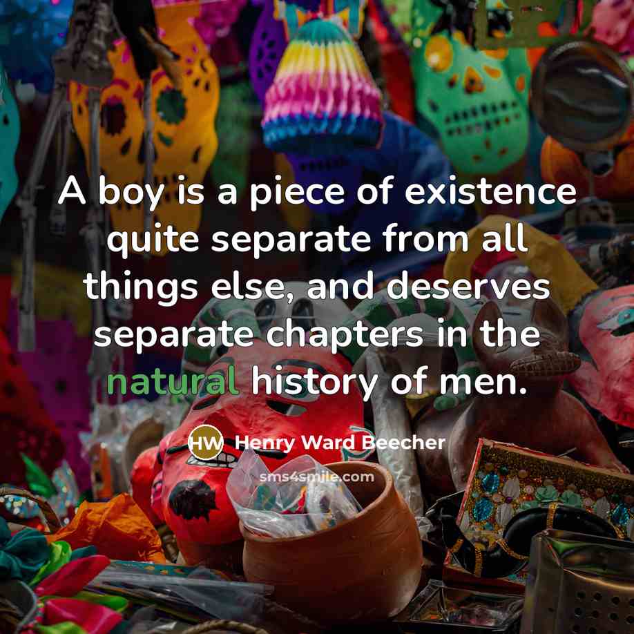 “A boy is a piece of existence quite separate from…” quote by Henry Ward Beecher
