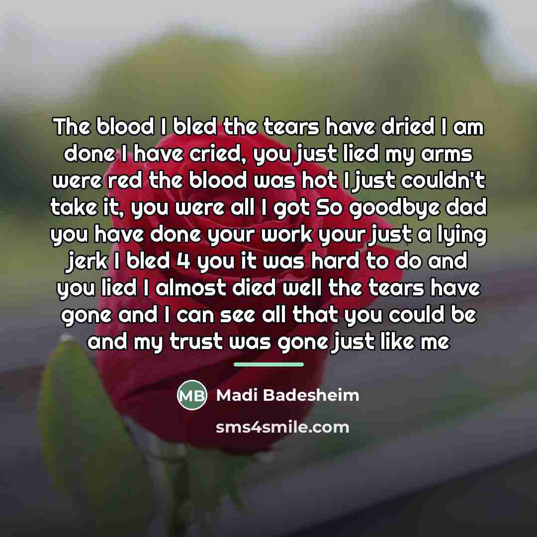 “The blood I bled the tears have dried I am…” quote by Madi Badesheim