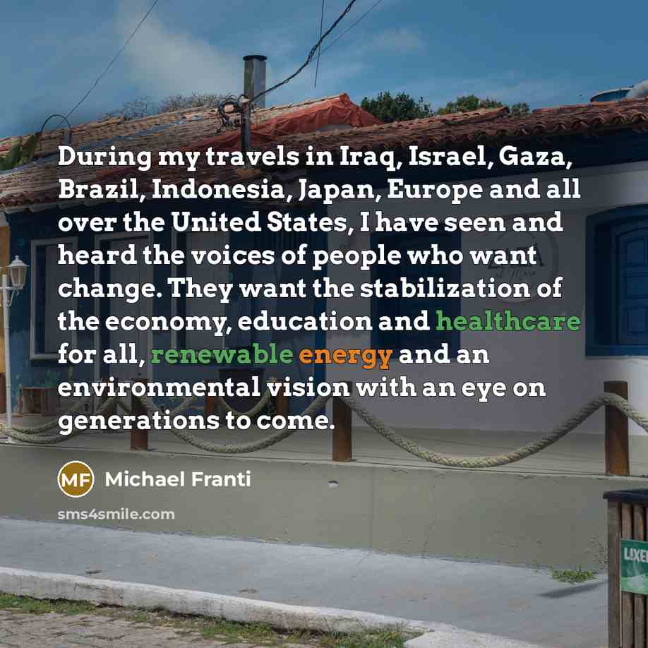 “During my travels in Iraq, Israel, Gaza, Brazil, Indonesia, Japan,…” quote by Michael Franti