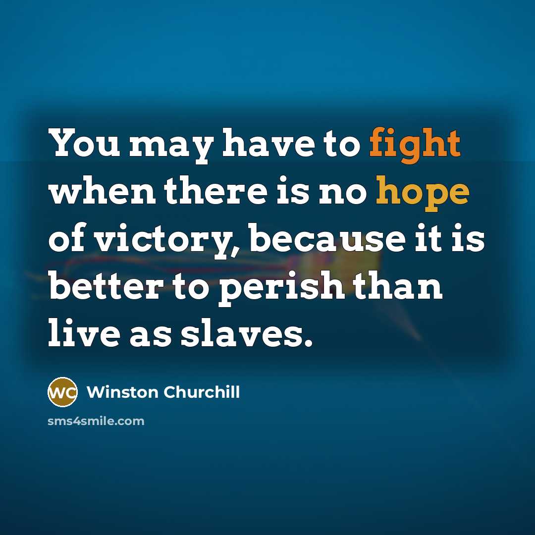 “You may have to fight when there is no hope…” quote by Winston Churchill