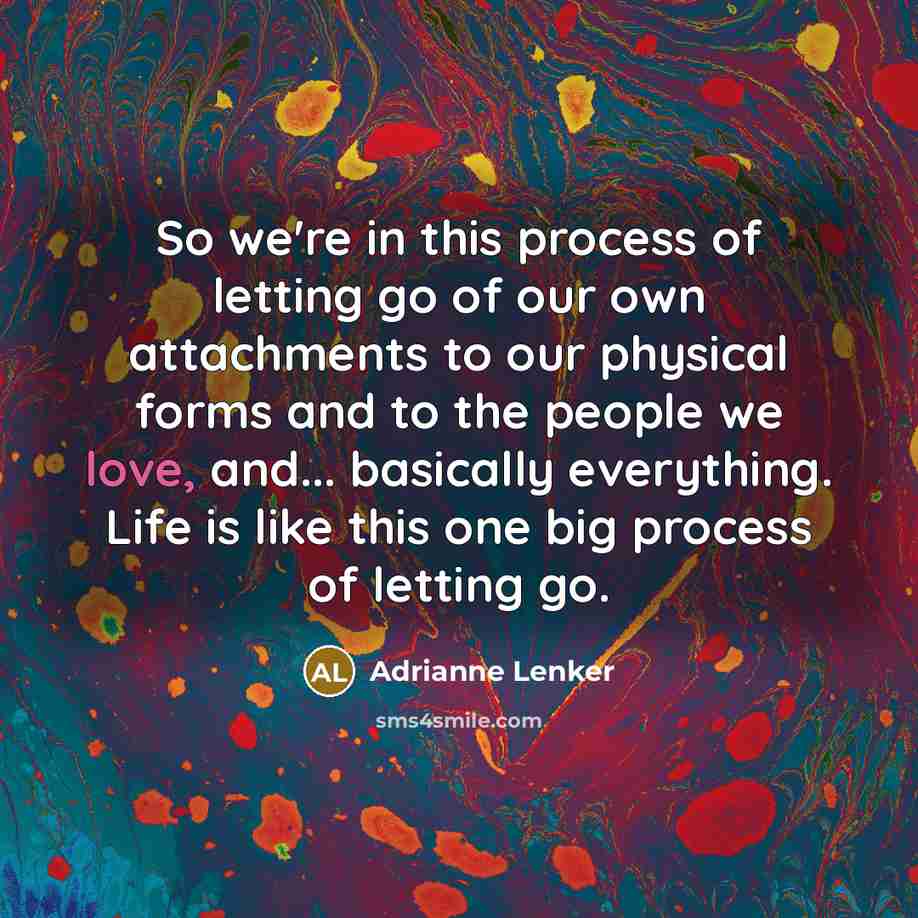 “So we're in this process of letting go of our own attachments to our physical forms and to the people we love, and... basically everything. Life is like this one big process of letting go.” quote by Adrianne Lenker