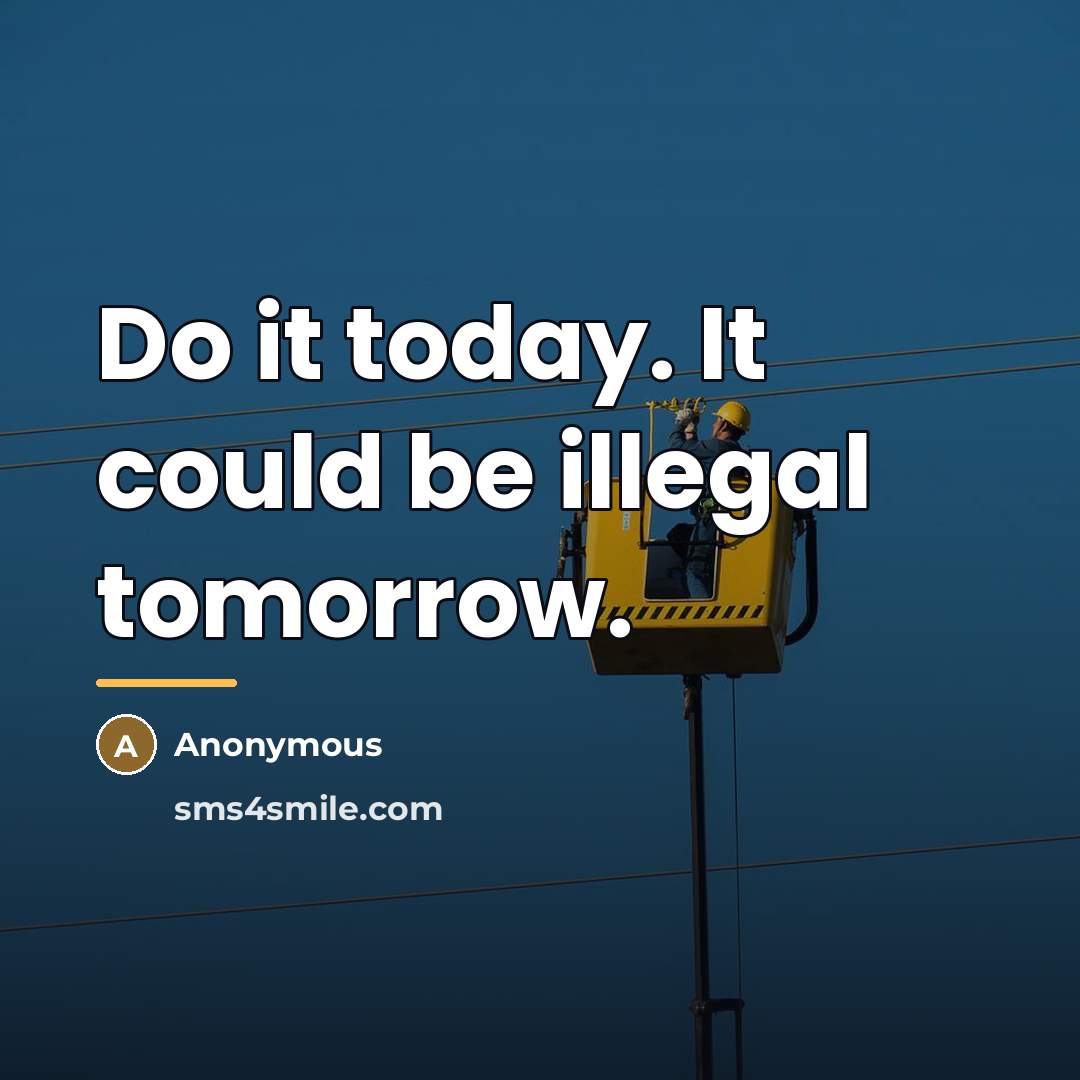 “Do it today. It could be illegal tomorrow.…” quote by Anonymous