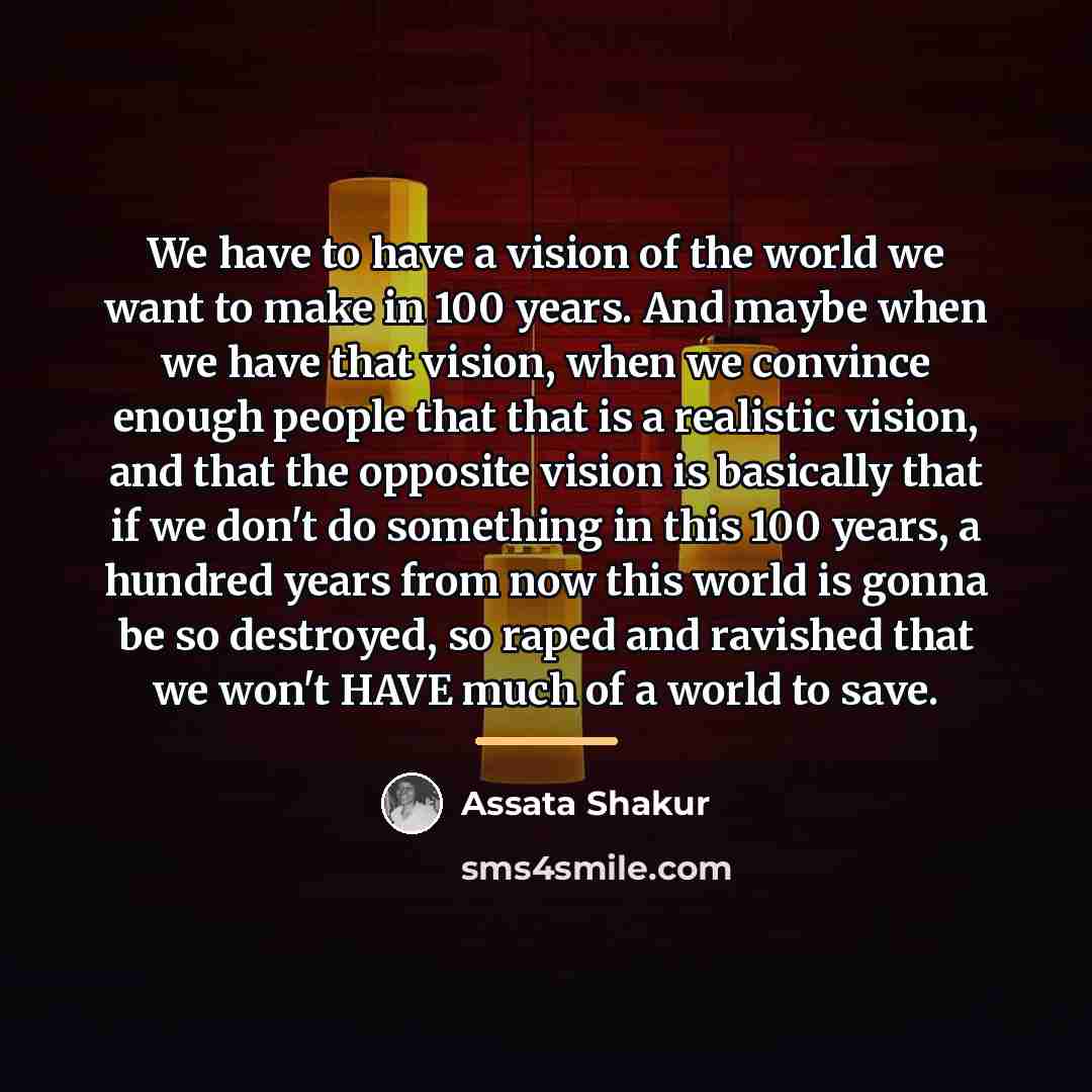 “We have to have a vision of the world we…” quote by Assata Shakur