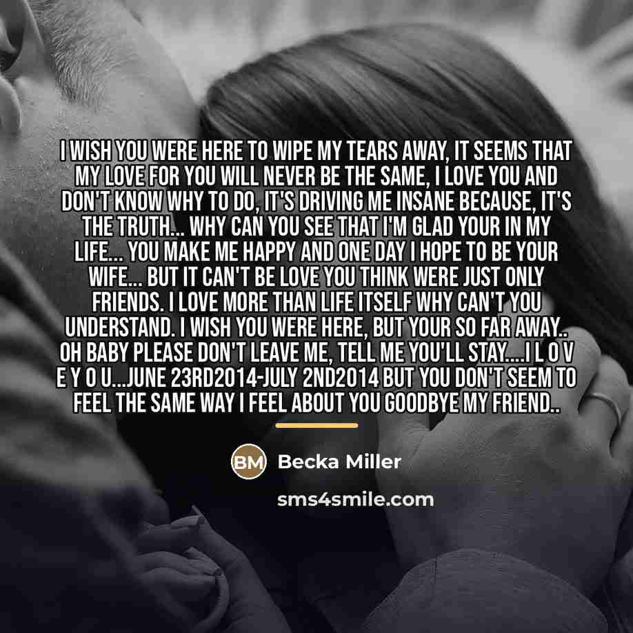 “I wish you were here to wipe my tears away,…” quote by Becka Miller